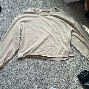 Casual Tan Crop Long Sleeve Top